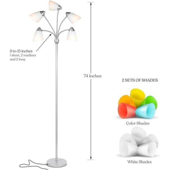 LED Floor Lamp – Multi-Head Dimmable Floor Lamp for Living Rooms & Offices - Picture 2 of 8